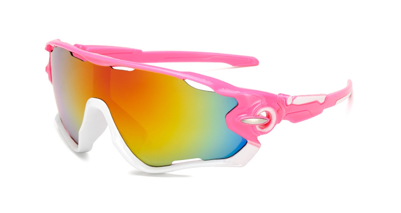 MieMie SP05 sports sunglasses---unparalleled performance with our premium, designed for athletes and outdoor enthusiasts. Enjoy&nbsp;UV400 protection, lightweight comfort, and stylish designs that enhance visibility and reduce glare. Gear up for your next adventure with sport sunglasses. Made from PC material, comes in 10 colors: Pink, Blue, Red, Yellow, Green, Light Green, White, Black, Grey, Clear