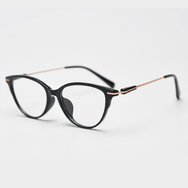 Crafted from stunning polished TR90 & metal material, with cat-eye design and comfortable metal temple arms, a must-have accessory on any occasion. Available with ALL-IN-ONE lenses including blue light protection. Comes in 7 colors: Brown, Black, Blue. Green, Grey, Khaki, Tortoise. Perfect for prescription or fashion wear!