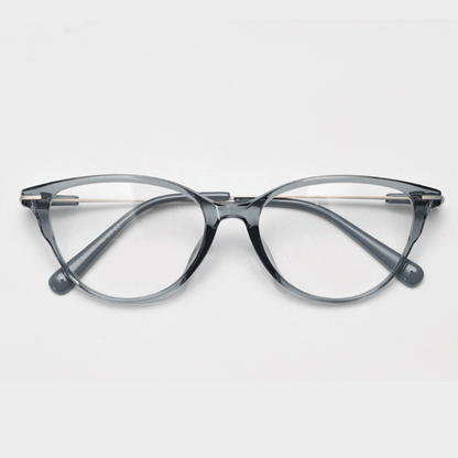 Crafted from stunning polished TR90 & metal material, with cat-eye design and comfortable metal temple arms, a must-have accessory on any occasion. Available with ALL-IN-ONE lenses including blue light protection. Comes in 7 colors: Brown, Black, Blue. Green, Grey, Khaki, Tortoise. Perfect for prescription or fashion wear!