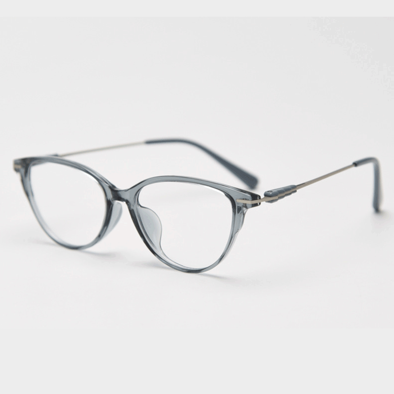 Crafted from stunning polished TR90 & metal material, with cat-eye design and comfortable metal temple arms, a must-have accessory on any occasion. Available with ALL-IN-ONE lenses including blue light protection. Comes in 7 colors: Brown, Black, Blue. Green, Grey, Khaki, Tortoise. Perfect for prescription or fashion wear!