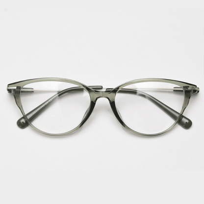 Crafted from stunning polished TR90 & metal material, with cat-eye design and comfortable metal temple arms, a must-have accessory on any occasion. Available with ALL-IN-ONE lenses including blue light protection. Comes in 7 colors: Brown, Black, Blue. Green, Grey, Khaki, Tortoise. Perfect for prescription or fashion wear!