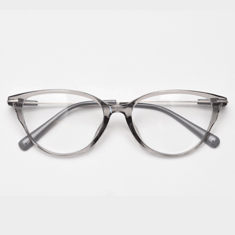 Crafted from stunning polished TR90 & metal material, with cat-eye design and comfortable metal temple arms, a must-have accessory on any occasion. Available with ALL-IN-ONE lenses including blue light protection. Comes in 7 colors: Brown, Black, Blue. Green, Grey, Khaki, Tortoise. Perfect for prescription or fashion wear!