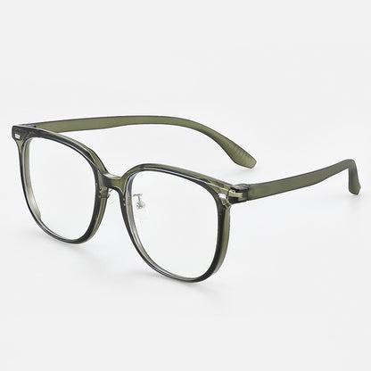 A pair of MieMie Classic Bold Black Matte Square Prescription Glasses, featuring a sleek matte black finish and a contemporary square frame design, prominently displayed against a clean, neutral background, made from TR90 material PSQ001 Green Color