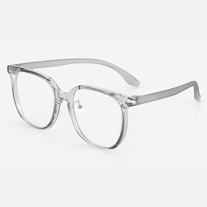 A pair of MieMie Classic Bold Black Matte Square Prescription Glasses, featuring a sleek matte black finish and a contemporary square frame design, prominently displayed against a clean, neutral background, made from TR90 material PSQ001 Grey Color