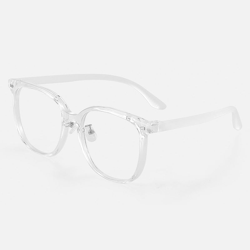 A pair of MieMie Classic Bold Black Matte Square Prescription Glasses, featuring a sleek matte black finish and a contemporary square frame design, prominently displayed against a clean, neutral background, made from TR90 material PSQ001 Clear Color