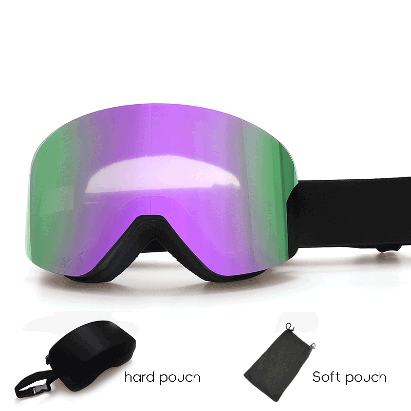 SP18 Magnetic Ski Goggles offer impact and scratch resistance, UV400 protection, and anti-fog coating lens, featuring a magnetic design to allow easy disassemble of goggles lenses, as well as an adjustable shoulder strap for a secure fit. It accommodates prescription glasses comfortably and provides an unobstructed all-round view. With a VLT of 19%-23%, these goggles are perfect for various light conditions. Experience improved performance and style on the slopes with us!